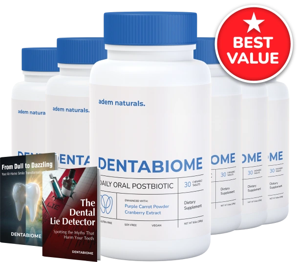 DentaBiome 6 bottle package with free bonuses and free US shipping at lowest price